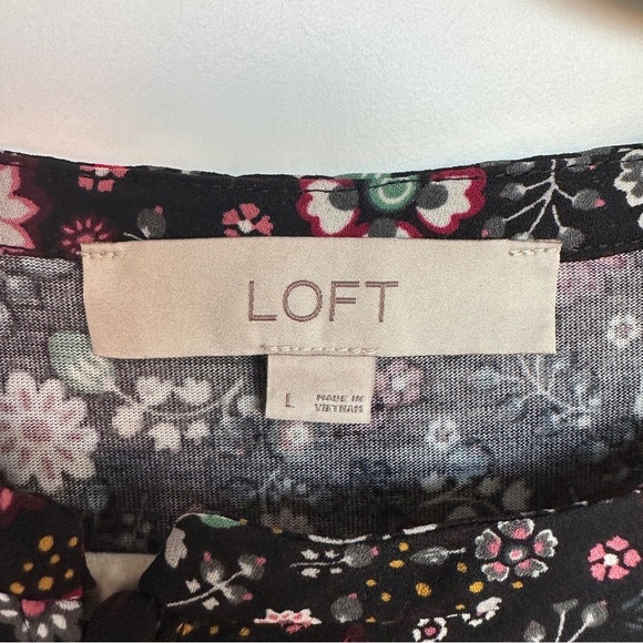 LOFT Black Ruffled Mandarin Collar Blouse - Picture 3 of 6